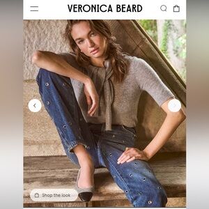 Lurex Cap-Toe Slingback Flats Veronica Beard Cecile $375 size 8 NIB